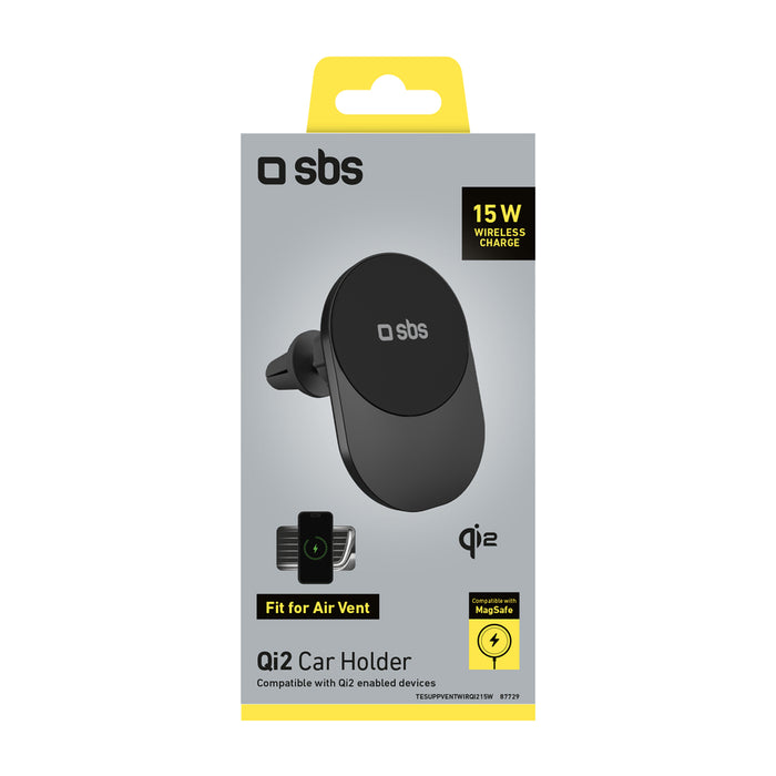 Qi2 Wireless Charger Holder SBS TESUPPVENTWIRQI215W Compatible with MagSafe - Black