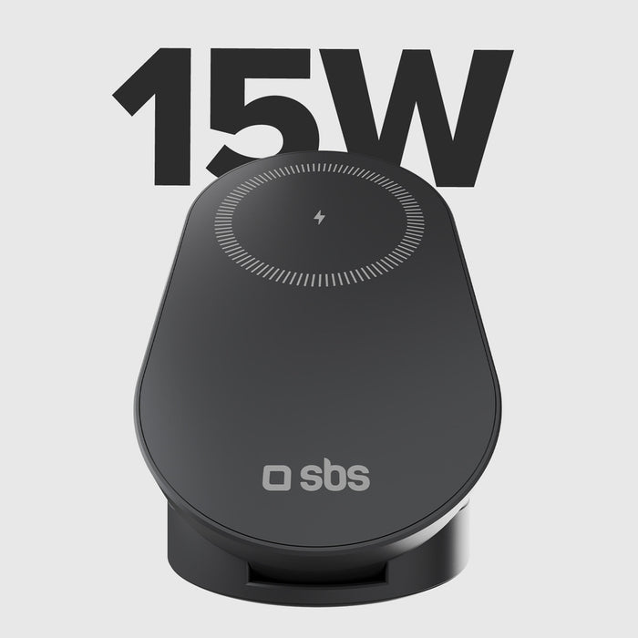 SBS 3-in-1 Foldable Wireless Charging Station QI2 MFI - Made for iPhone - Black