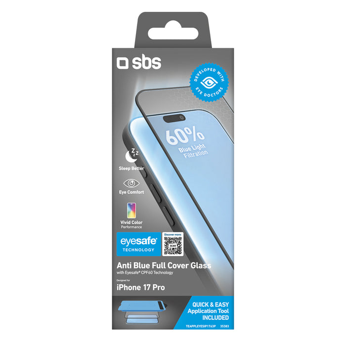 SBS Eyesafe Tempered Glass for iPhone 17 Pro with Applicator