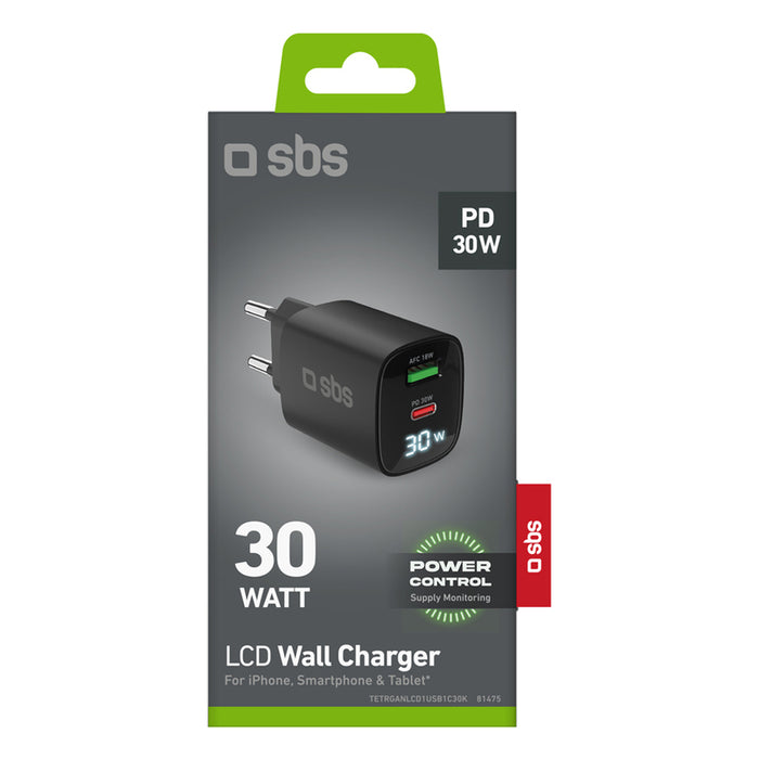 CHARGER 220V SBS 30W PD USB-C+A Bk 81475 GSM, Tablet