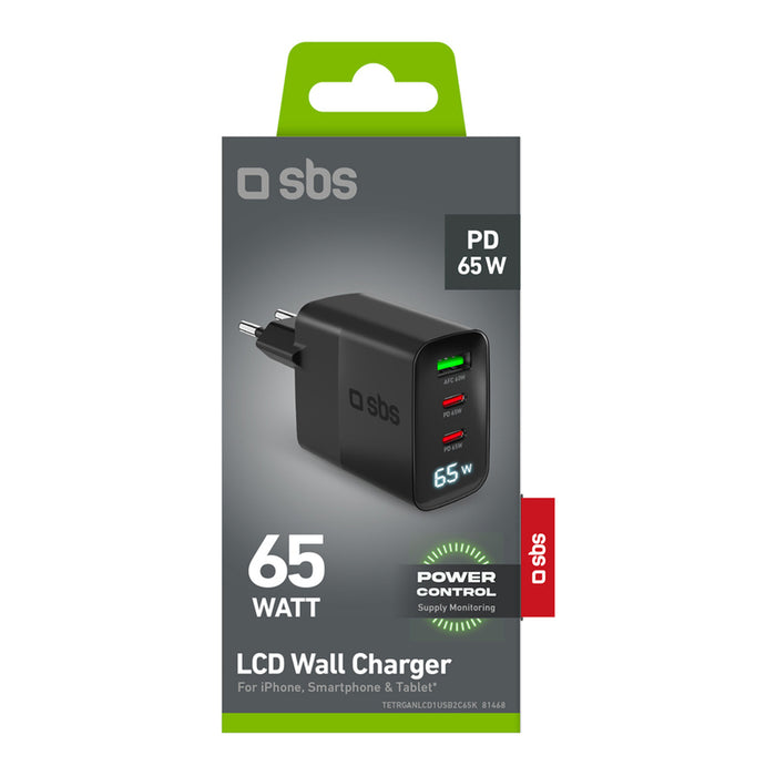 CHARGER 220V SBS 65W PD 2xUSB-C+A 81468 GSM, Tablet, Notebook