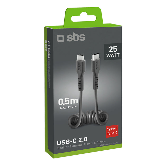 SBS TECABLETYPCCSK USB-C spiral cable - USB-C 0.5m - black