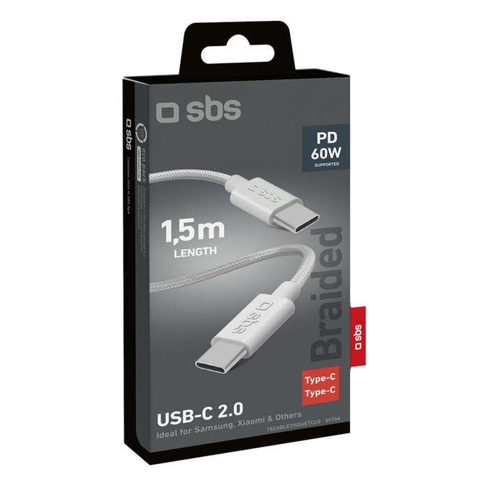 SBS TECABLETISSUETCCG USB-C - USB-C 1.5m 60W braided cable - gray