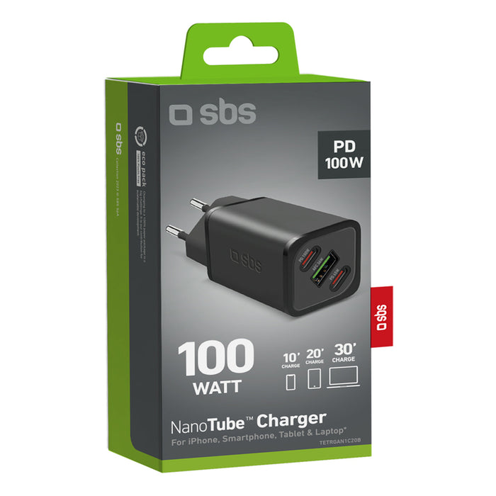 Laptop charger SBS 100W 220V PD GaN 2xC+A 47822