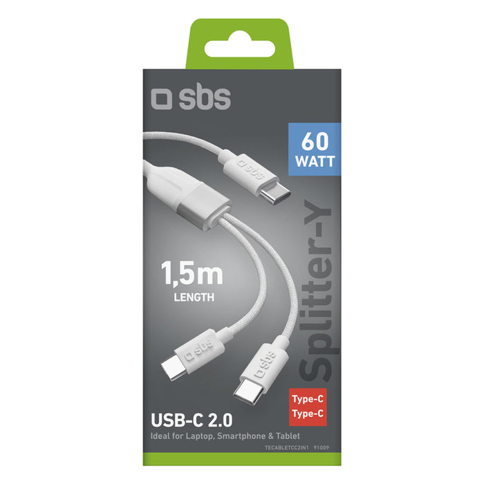 Cable SBS USB-C 2.0 DUO 60W 1.5M 91009