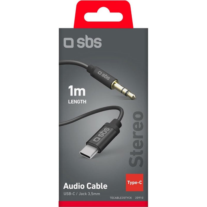 CABLE SBS USB-C TO 3.5 MM 100 CM BLACK