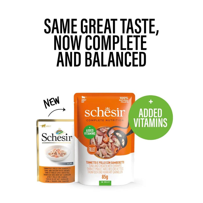 SCHESIR Tuna and chicken with shrimp in jelly - wet cat food - 85g