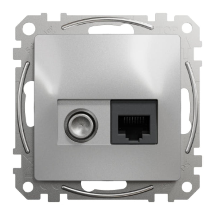 SOCKET TV+RJ45 CAT.6 UTP ALUMINUM SEDNA