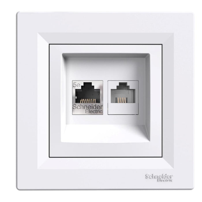 SOCKET RJ45+RJ11 WHITE ASFORA SCHNEIDER