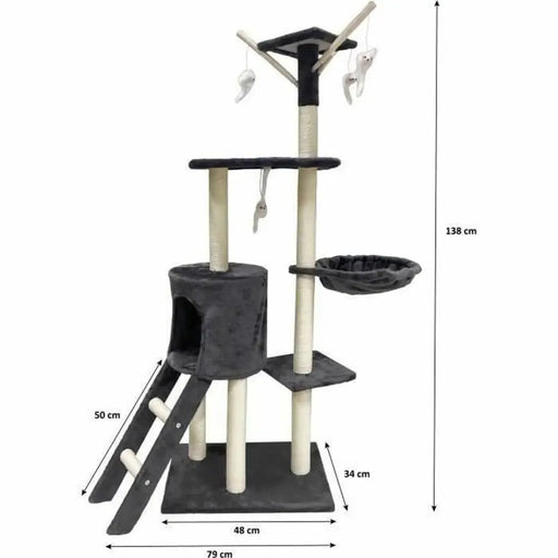 Scratching Post for Cats Jipsy Dark Grey Plush Wood (1 Unit) - Домашни Животни<<<Дом Градина<<<BigBuy&&&Здраве и