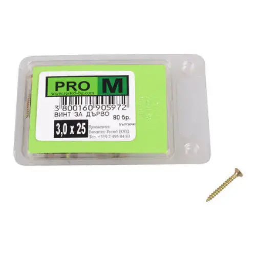 SCREW FOR WOOD 3X25 MM PRO M 80 PCS - Винтове<<<Винтове и болтови съединения<<<Инструменти и железария<<<Praktiker