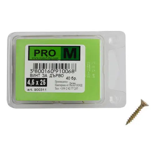 SCREW FOR WOOD 4.5X25 MM PRO M 40 PCS - Винтове<<<Винтове и болтови съединения<<<Инструменти и железария<<<Praktiker