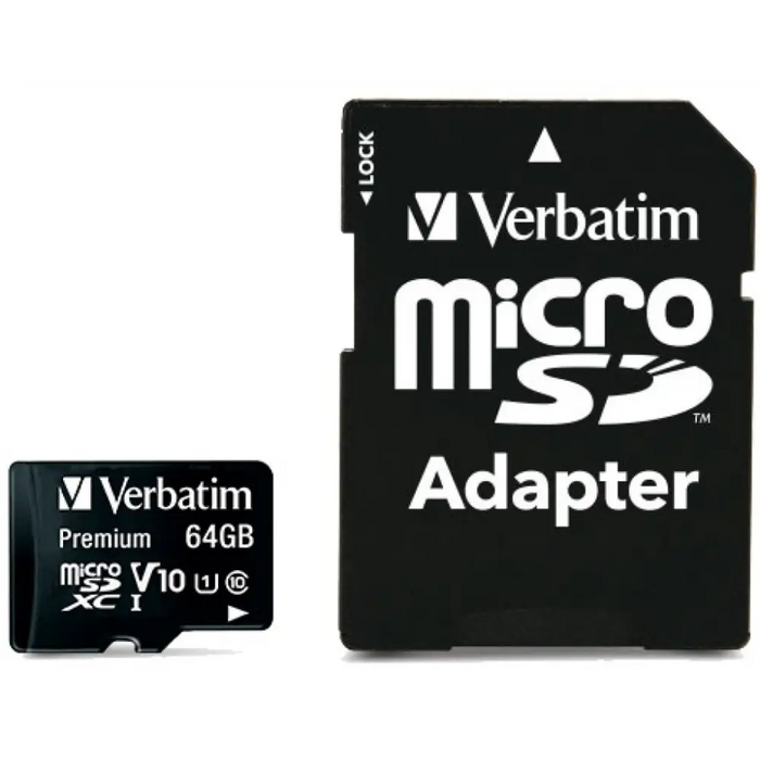 SD micro memory card VERBATIM MICRO SDHC 64GB CLASS 10 + ADAPTER 44084 - Аксесоари за смартфон<<<Телефони и