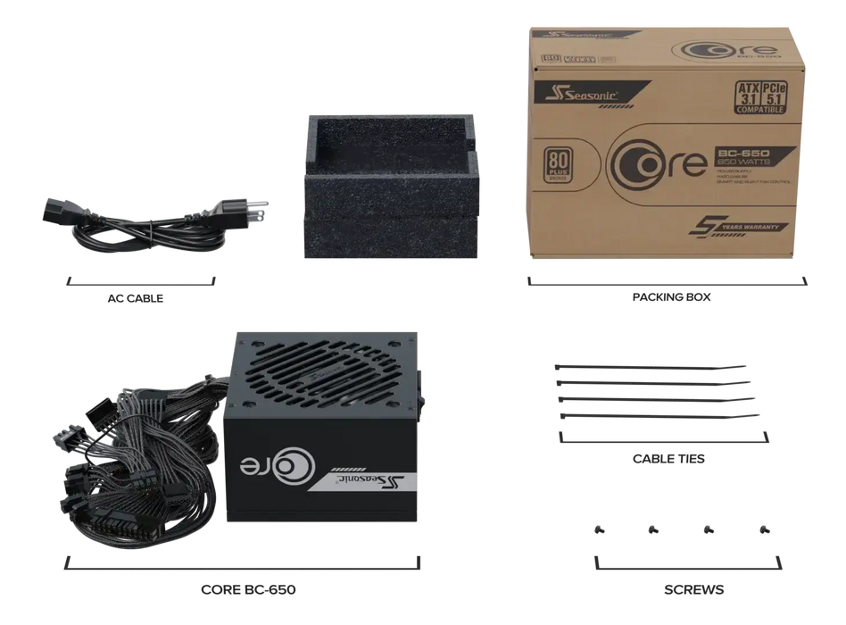 Power supply Seasonic CORE BC 650W 80+ Bronze, ATX 3.1