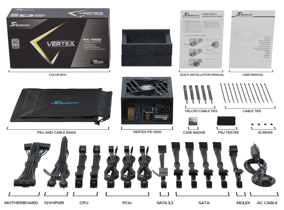 Power supply unit Seasonic VERTEX PX-1000, 1000W, 80+ Platinum