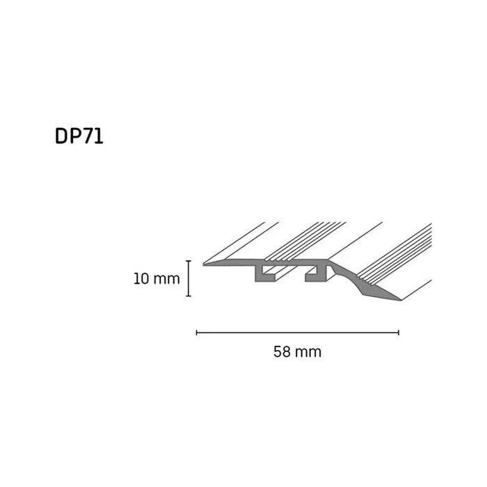 SELF-ADHESIVE DENIVELING TRANSITION STRIP DOELLKEN 58 MM. SILVER 2.7 M. - Лайстни<<<Паркет и елементи за
