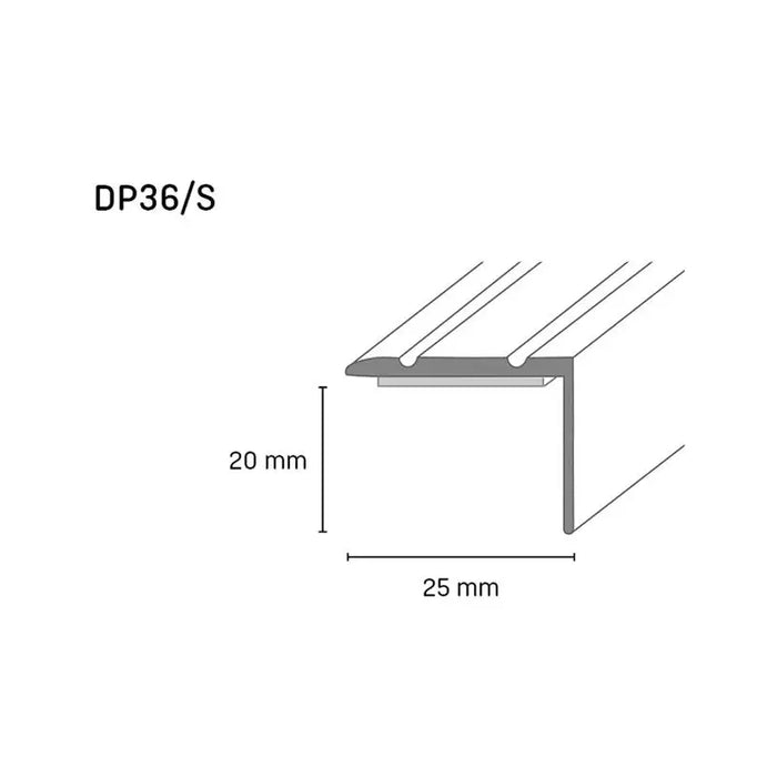 SELF-ADHESIVE L-SHAPED TRANSITION STRIP DOELLKEN 25 MM. SILVER 2.7 M. - Лайстни<<<Паркет и елементи за монтаж<<<Подови