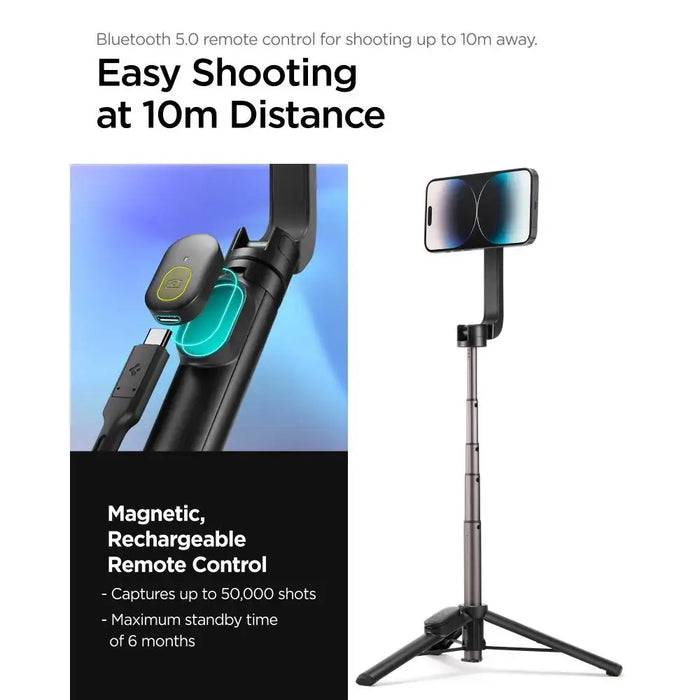 Selfie stick Spigen S570W MagSafe tripod with Bluetooth - black - Photo accessories<<<HurtelXML