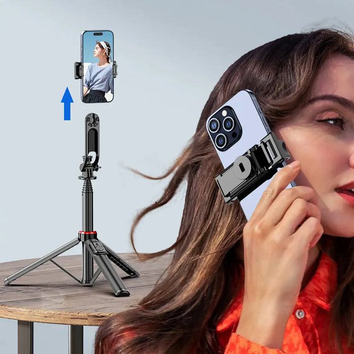 Selfie stick WC1Y2S 1.3m aluminum alloy telescopic tripod with phone holder - black - Photo accessories<<<HurtelXML