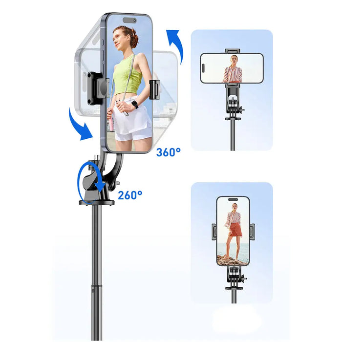 Selfie stick WC1Y2S 1.3m aluminum alloy telescopic tripod with phone holder - black - Photo accessories<<<HurtelXML