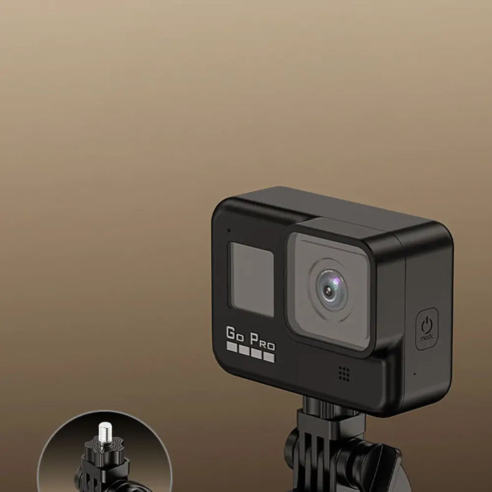 Selfie stick WH181D-Y1S 1.75m aluminum alloy telescopic tripod with dual lamp and phone holder - black - Photo