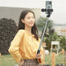 Selfie stick WH1YXS telescopic tripod 1m with round lamp and phone holder - black - Photo accessories<<<HurtelXML