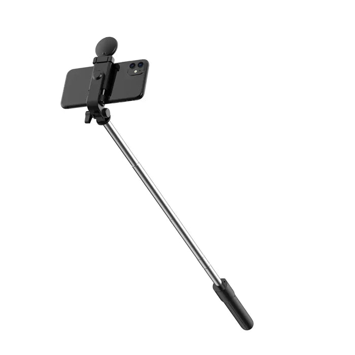 Selfie stick WH1YXS telescopic tripod 1m with round lamp and phone holder - black - Photo accessories<<<HurtelXML