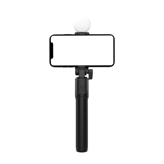 Selfie stick WH1YXS telescopic tripod 1m with round lamp and phone holder - black - Photo accessories<<<HurtelXML