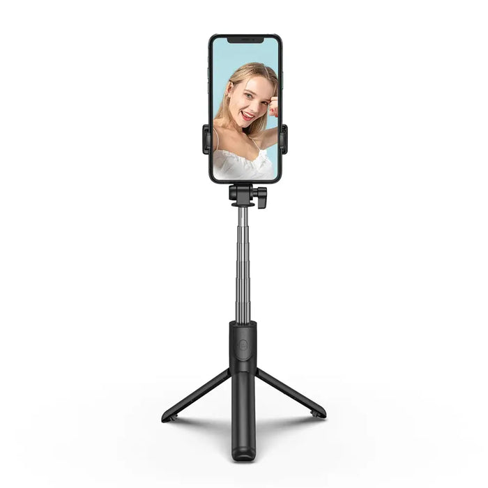 Selfie stick WHS1Y telescopic tripod 1m with phone holder - black - Photo accessories<<<HurtelXML