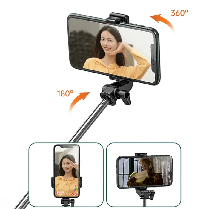Selfie stick WHS1Y telescopic tripod 1m with phone holder - black - Photo accessories<<<HurtelXML