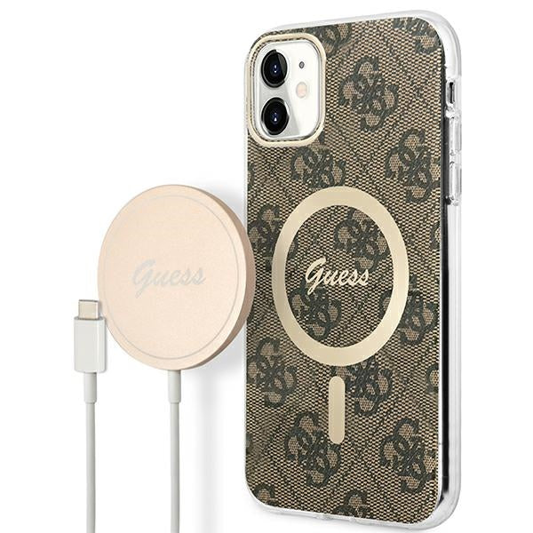 Set Guess GUBPN61H4EACSW Case + Charger iPhone 11 6.1’’ brown/brown hard case 4G Print MagSafe - Cell phone cases