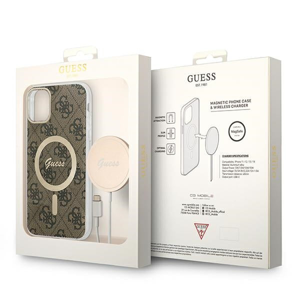 Set Guess GUBPN61H4EACSW Case + Charger iPhone 11 6.1’’ brown/brown hard case 4G Print MagSafe - Cell phone cases