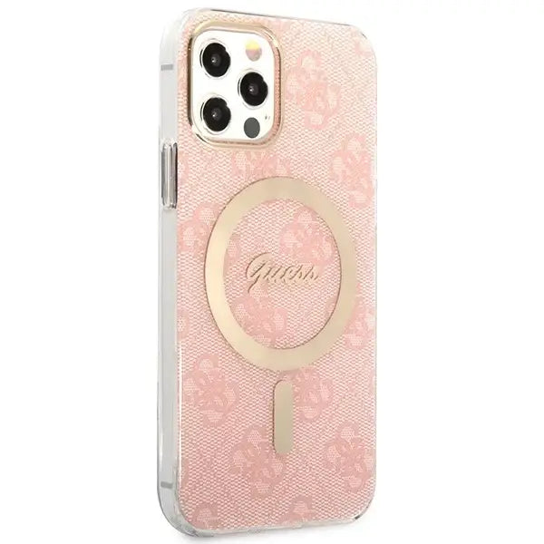 Set Guess GUBPP12MH4EACSP Case+ Charger iPhone 12/12 Pro pink/pink hard case 4G Print MagSafe - Cell phone cases