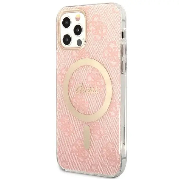 Set Guess GUBPP12MH4EACSP Case+ Charger iPhone 12/12 Pro pink/pink hard case 4G Print MagSafe - Cell phone cases