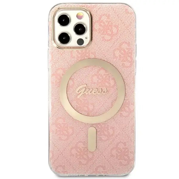 Set Guess GUBPP12MH4EACSP Case+ Charger iPhone 12/12 Pro pink/pink hard case 4G Print MagSafe - Cell phone cases