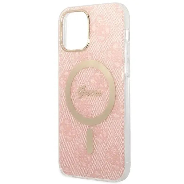 Set Guess GUBPP12MH4EACSP Case+ Charger iPhone 12/12 Pro pink/pink hard case 4G Print MagSafe - Cell phone cases