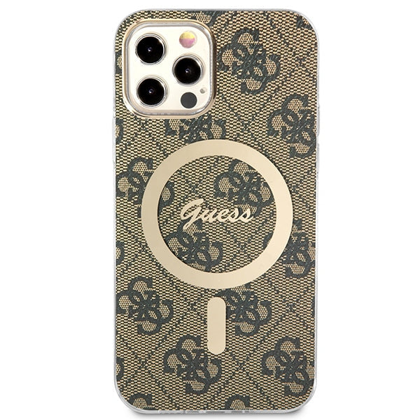 Set Guess GUBPP12MH4EACSW Case+ Charger iPhone 12/12 Pro brown/brown hard case 4G Print MagSafe - Cell phone cases