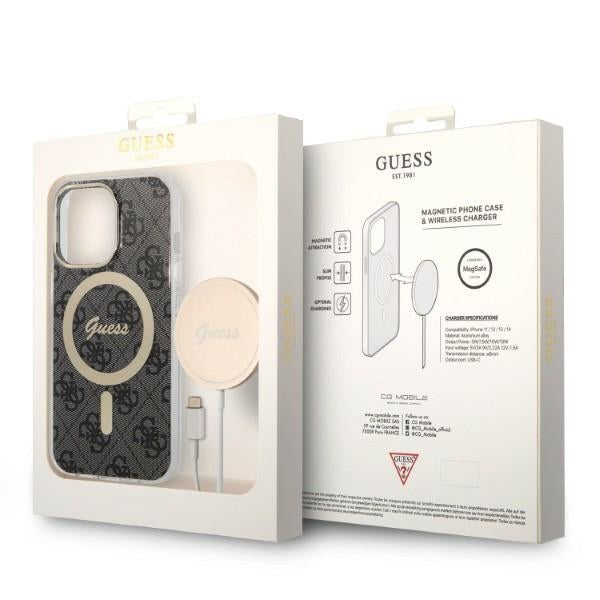 Set Guess GUBPP13XH4EACSK Case+ Charger iPhone 13 Pro Max black/black hard case 4G Print MagSafe - Cell phone cases