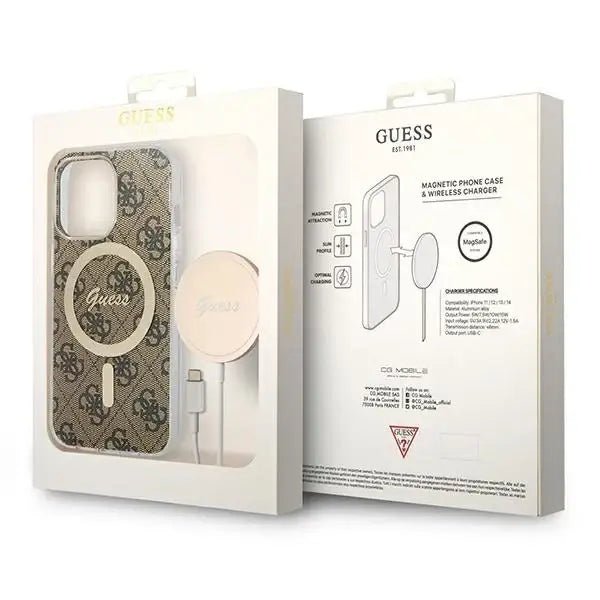 Set Guess GUBPP13XH4EACSW Case+ Charger iPhone 13 Pro Max brown/brown hard case 4G Print MagSafe - Cell phone cases