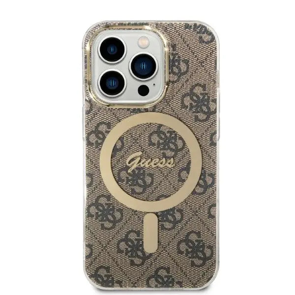 Set Guess GUBPP14LH4EACSW Case+ Charger iPhone 14 Pro 6.1’’ brown/brown hard case 4G Print MagSafe - Cell phone cases