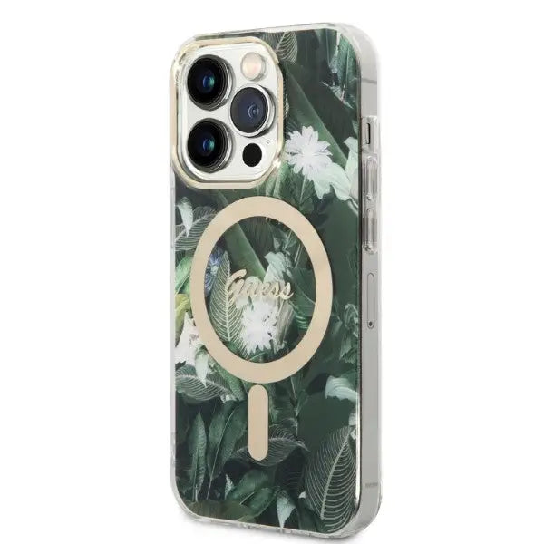 Set Guess GUBPP14LHJEACSA Case+ Charger iPhone 14 Pro 6.1’’ green/green hard case Jungle MagSafe - Cell phone cases