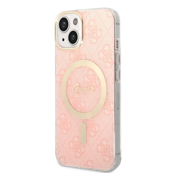 Set Guess GUBPP14MH4EACSP Case+ Charger iPhone 14 Plus 6.7’’ pink/pink hard case 4G Print MagSafe - Cell phone cases
