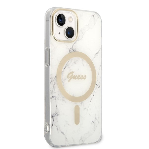 Set Guess GUBPP14MHMEACSH Case+ Charger iPhone 14 Plus 6.7’’ white/white hard case Marble MagSafe - Cell phone cases