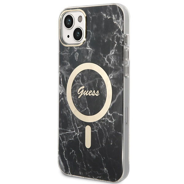 Set Guess GUBPP14MHMEACSK Case+ Charger iPhone 14 Plus 6.7’’ black/black hard case Marble MagSafe - Cell phone cases