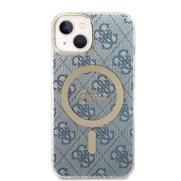 Set Guess GUBPP14SH4EACSB Case+ Charger iPhone 14 6.1’’ blue/blue hard case 4G Print MagSafe - Cell phone cases