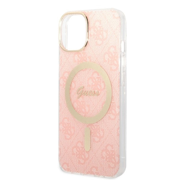 Set Guess GUBPP14SH4EACSP Case+ Charger iPhone 14 6.1’’ pink/pink hard case 4G Print MagSafe - Cell phone cases