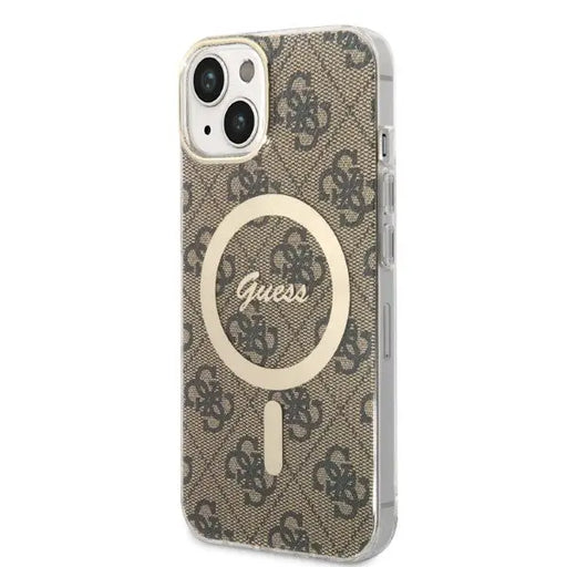 Set Guess GUBPP14SH4EACSW Case+ Charger iPhone 14 6.1’’ brown/brown hard case 4G Print MagSafe - Cell phone cases