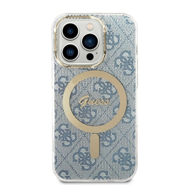 Set Guess GUBPP14XH4EACSB Case+ Charger iPhone 14 Pro Max 6.7’’ blue/blue hard case 4G Print MagSafe - Cell phone cases