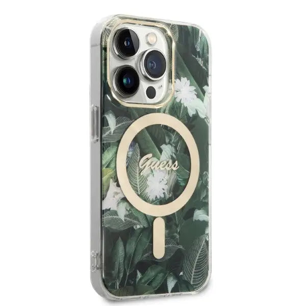 Set Guess GUBPP14XHJEACSA Case+ Charger iPhone 14 Pro Max 6.7’’ green/green hard case Jungle MagSafe - Cell phone cases