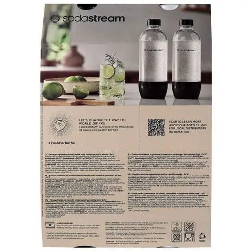 Set of 2 Sodastream Carbonating Bottles Plastic 1L White/Black - Пречистване на вода<<<Уреди за кухня<<<Малки
